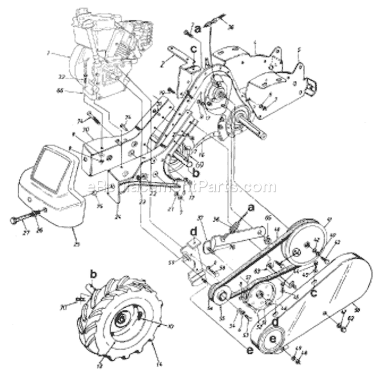 Page A Diagram and Parts List for 21A-448A401 1998 Yard Man Tiller